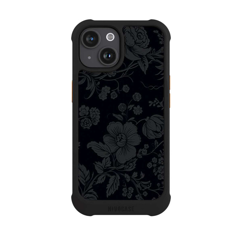 iPhone 15 NIVOmax Dunkle Blumen Vintageoptik