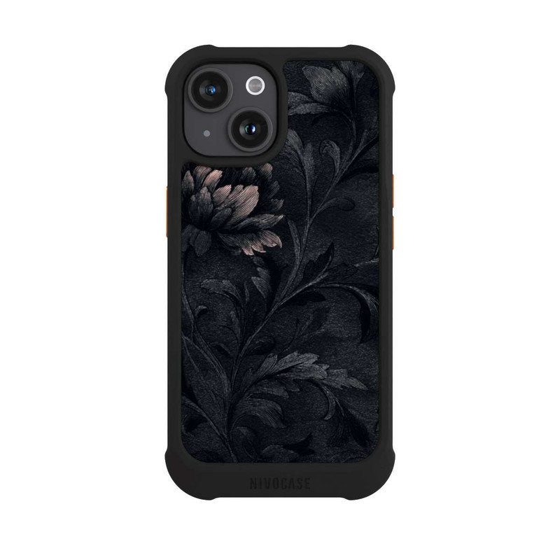 iPhone 15 NIVOmax Dunkles Blumenmuster Vintage
