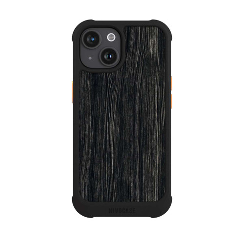 Apple iPhone 15 NIVOmax Dunkle Holzstruktur