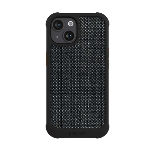 Apple iPhone 15 NIVOmax Abstrakter schwarzer Stoff