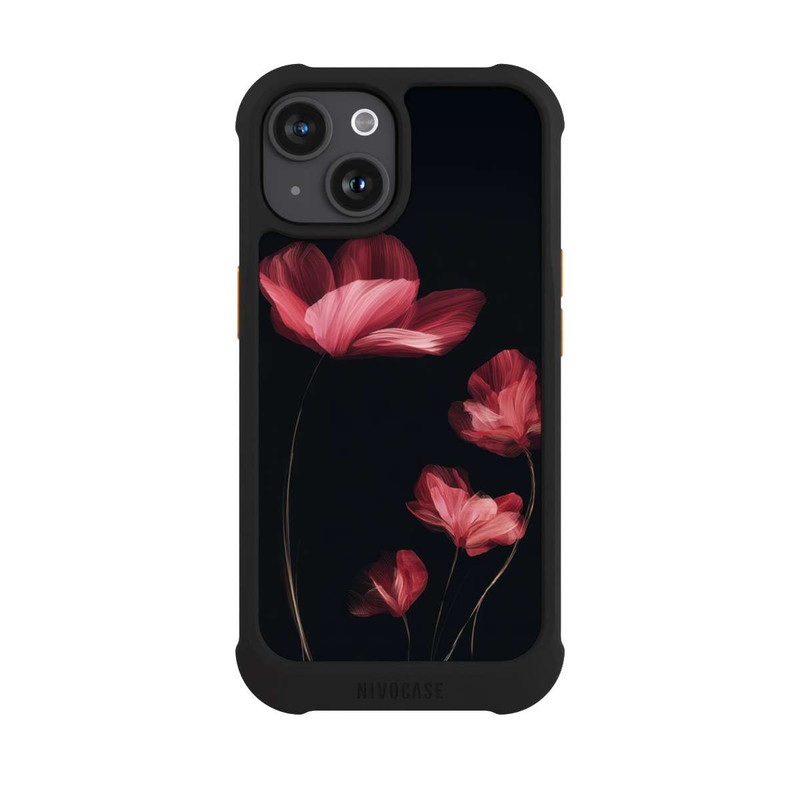 iPhone 15 NIVOmax Burgunder Blüten schwarz
