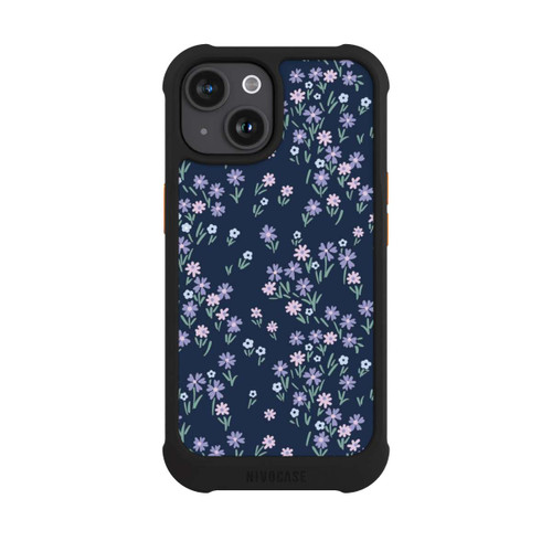 Apple iPhone 15 NIVOmax Dark Blue Floral Theme