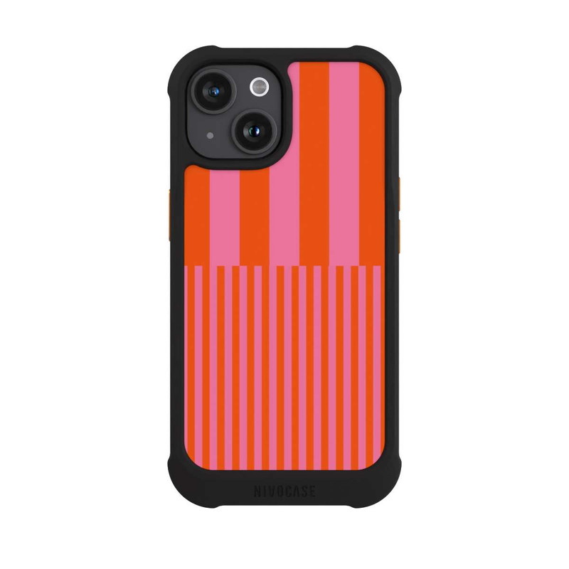 iPhone 15 NIVOmax Striped Pattern Pink Red