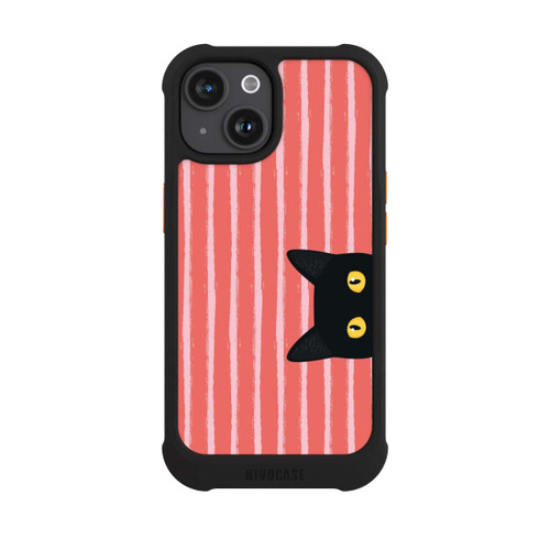 Apple iPhone 15 NIVOmax Schwarze Katze Gestreift Orange