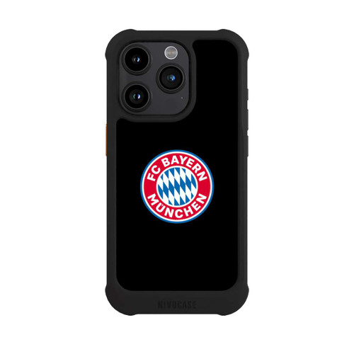 Apple iPhone 15 Pro NIVOmax Logo FCB sur fond noir