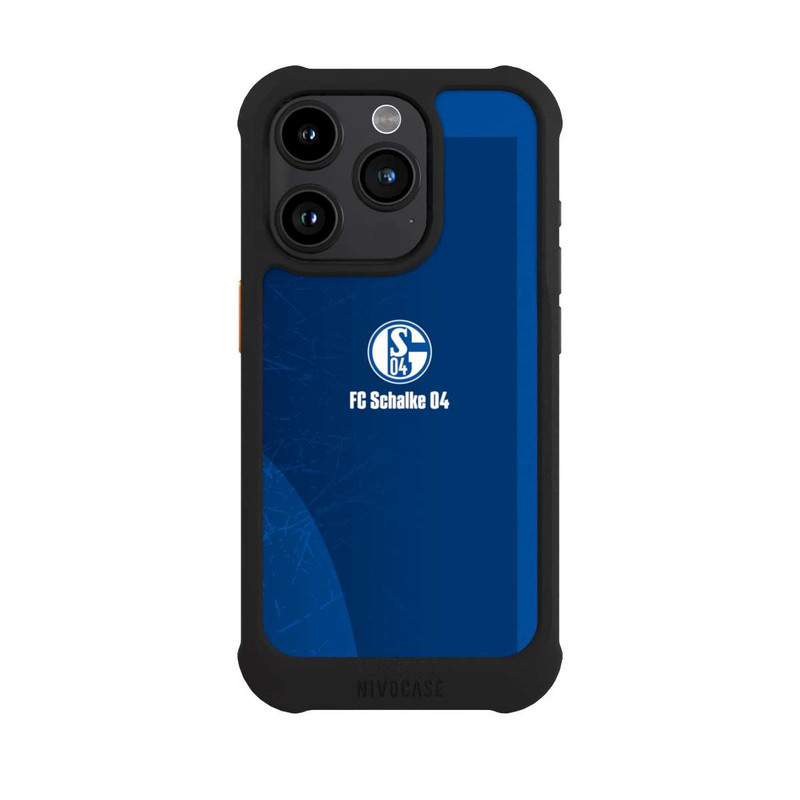 iPhone 15 Pro NIVOmax Schalke 04 Blauer Hintergrund Mit Logo