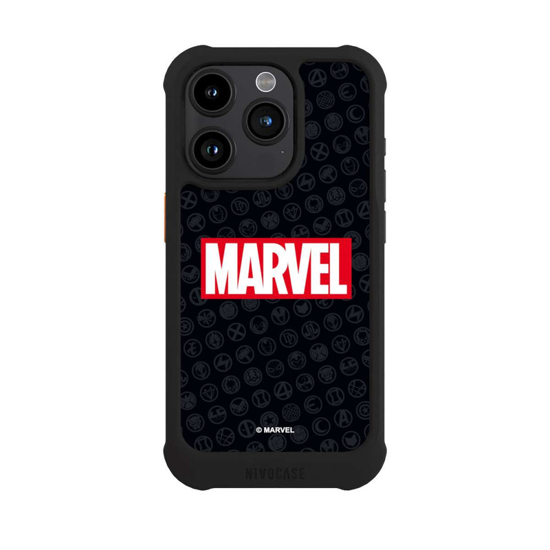 iPhone 15 Pro NIVOmax Marvel Logo Noir Rouge