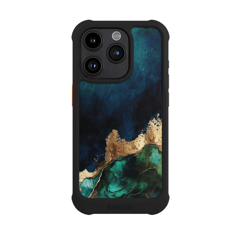 iPhone 15 Pro NIVOmax Bleu pétrole avec or