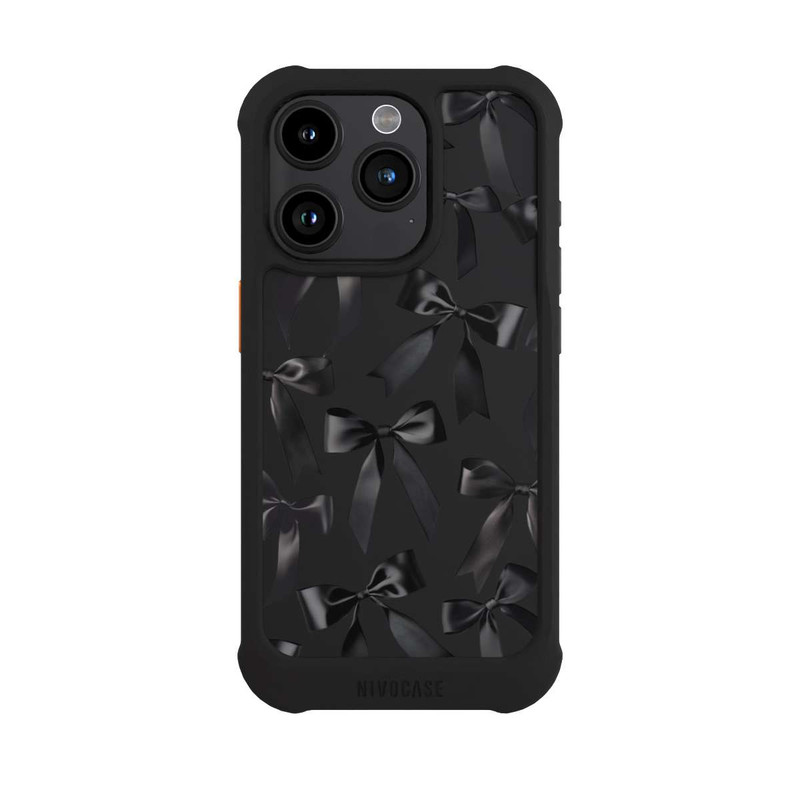 iPhone 15 Pro NIVOmax Schwarze Satinschleifen