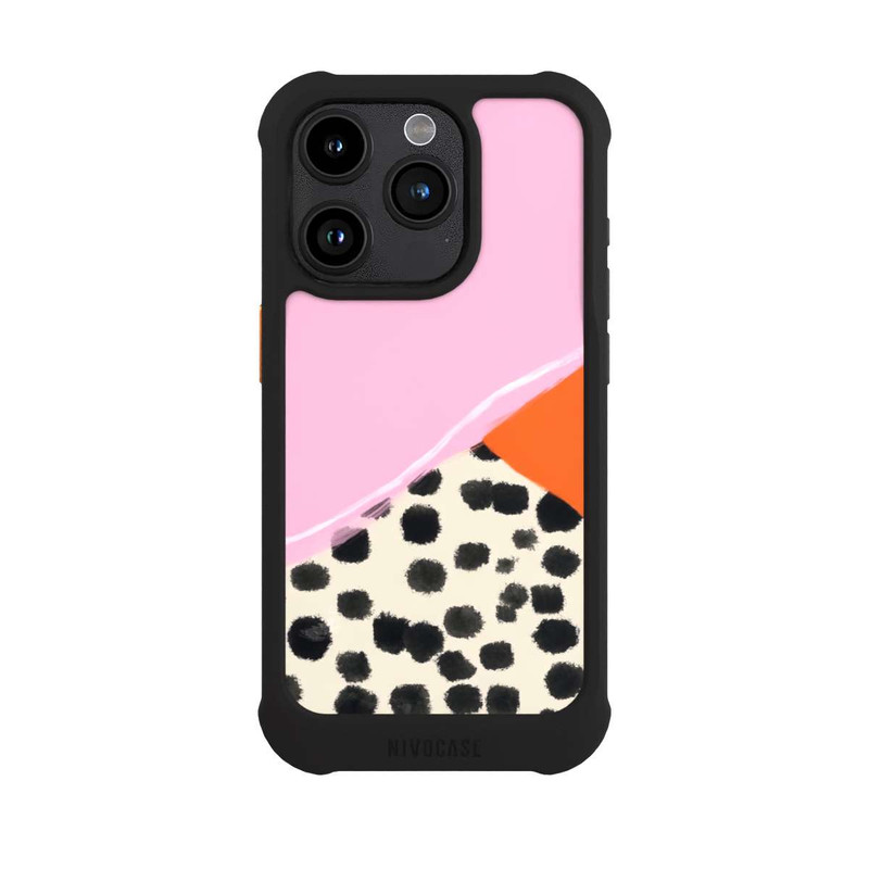 iPhone 15 Pro NIVOmax Pink and Orange Modern Art with Dots
