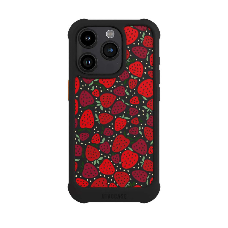 iPhone 15 Pro NIVOmax Erdbeermuster Comic Transparent