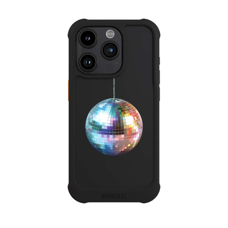 iPhone 15 Pro NIVOmax Discokugel Party Blau Gold Transparent mit KI
