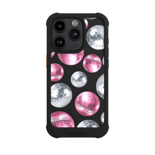 Apple iPhone 15 Pro NIVOmax Discokugel Show Pink Transparent