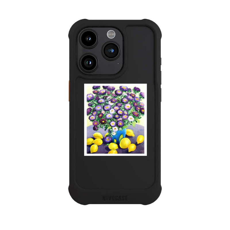 iPhone 15 Pro NIVOmax Purple Asters and Lemons by Christopher Ryland
