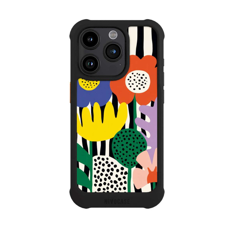 iPhone 15 Pro NIVOmax Flowers Striped Background