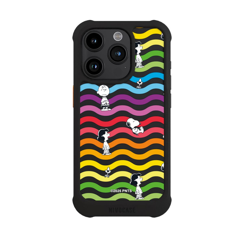 iPhone 15 Pro NIVOmax Snoopy Pattern Rainbow Transparent