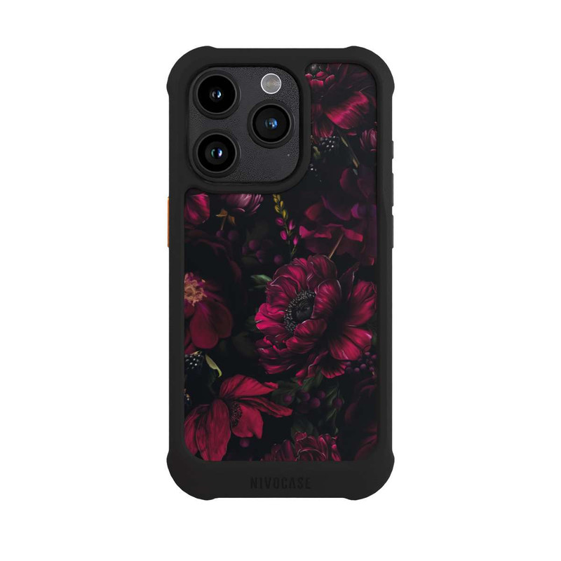 iPhone 15 Pro NIVOmax Dunkle Rote Blumen Liebe