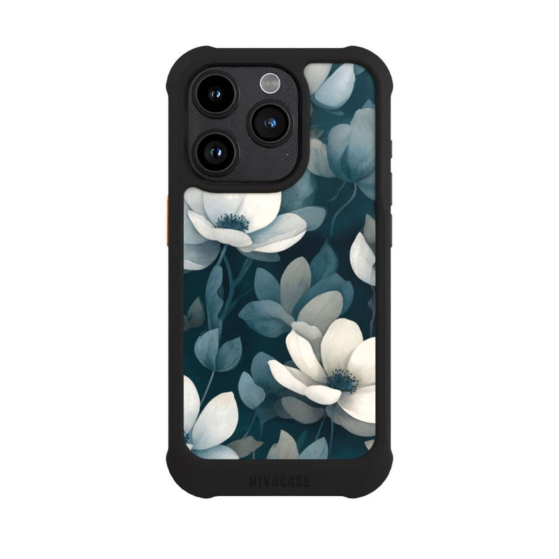 iPhone 15 Pro NIVOmax Negative Flower Petrol White with AI