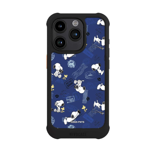 Apple iPhone 15 Pro NIVOmax Peanuts Travel Stamps Pattern Blue