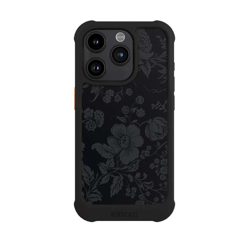 iPhone 15 Pro NIVOmax Dunkle Blumen Vintageoptik