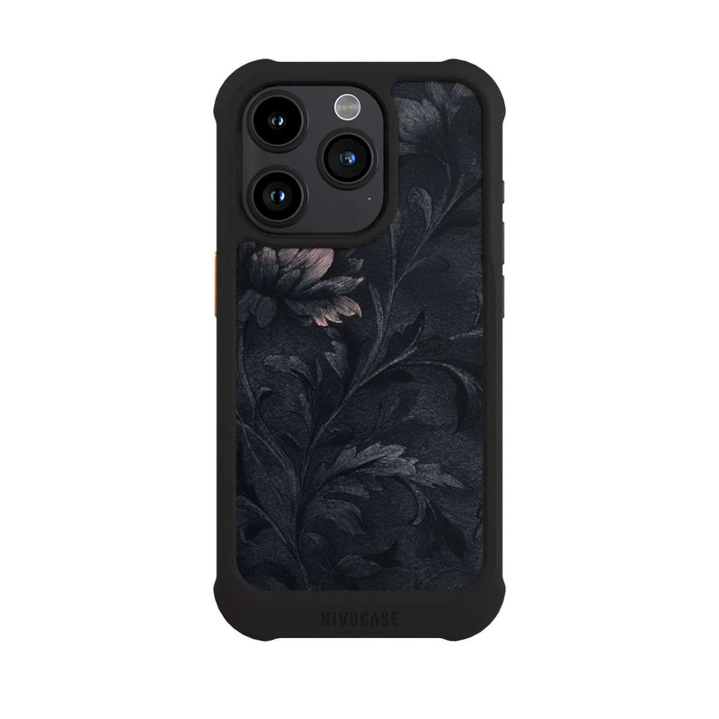iPhone 15 Pro NIVOmax Dunkles Blumenmuster Vintage