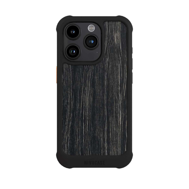 iPhone 15 Pro NIVOmax Dunkle Holzstruktur
