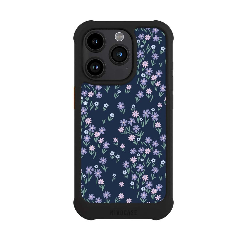 iPhone 15 Pro NIVOmax Dark Blue Floral Theme