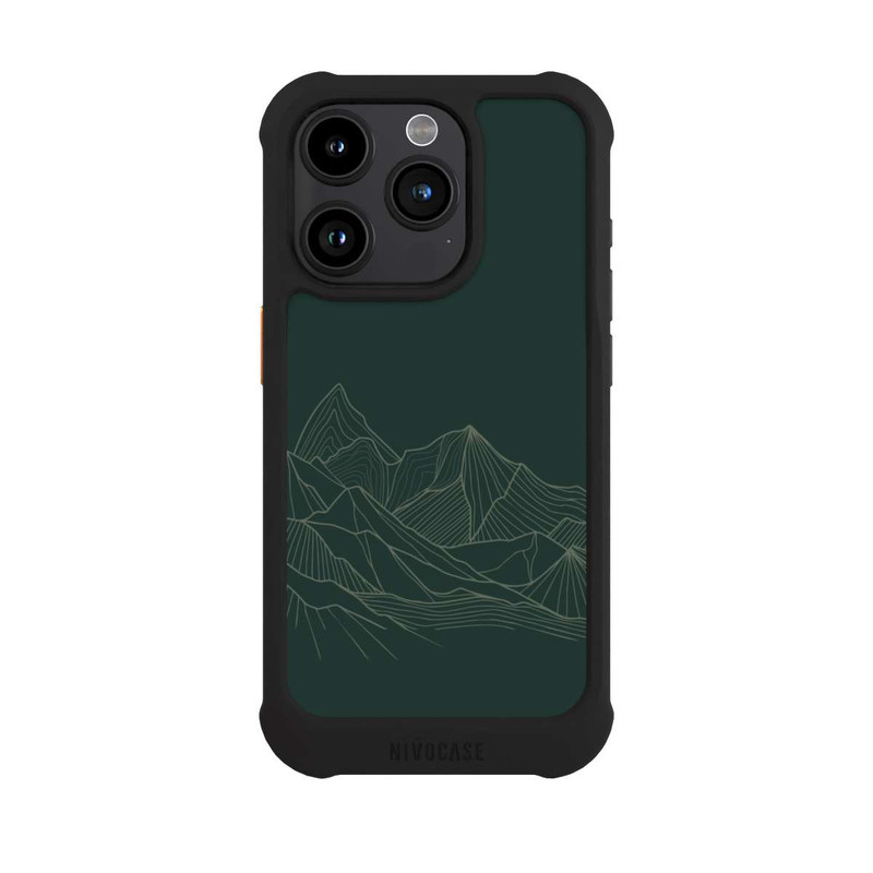 iPhone 15 Pro NIVOmax Dessin Au Trait De Montagne Vert