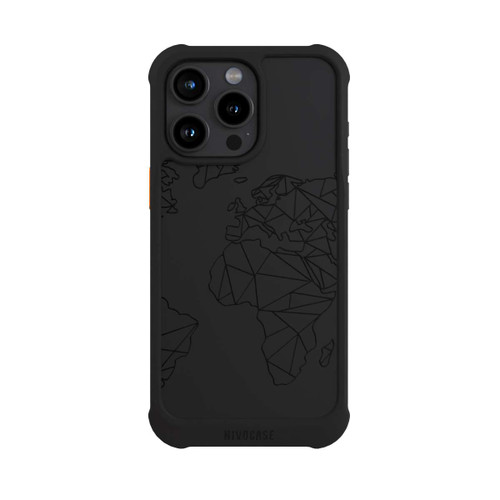 Apple iPhone 15 Pro Max NIVOmax Polygon Weltkarte Schwarz ohne Hintergrund