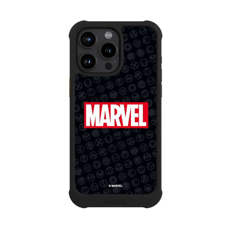 iPhone 15 Pro Max NIVOmax Marvel Logo Noir Rouge