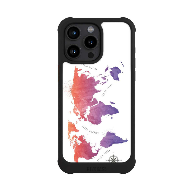 iPhone 15 Pro Max NIVOmax Worldmap (Watercolor) white