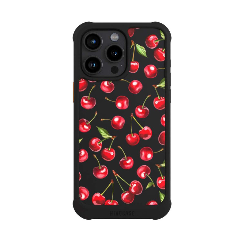 iPhone 15 Pro Max NIVOmax Cherry Pattern Transparent With AI