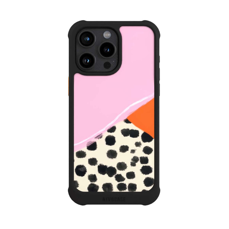 iPhone 15 Pro Max NIVOmax Rosa und Orange Gepunkteter Hintergrund