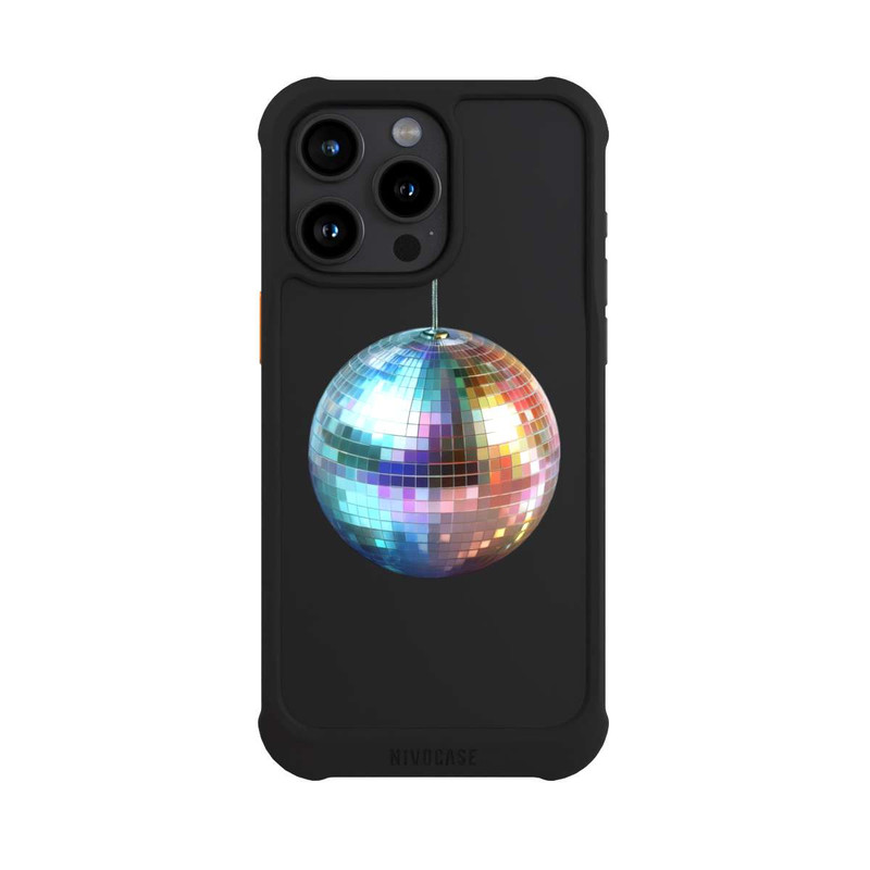 iPhone 15 Pro Max NIVOmax Discokugel Party Blau Gold Transparent mit KI