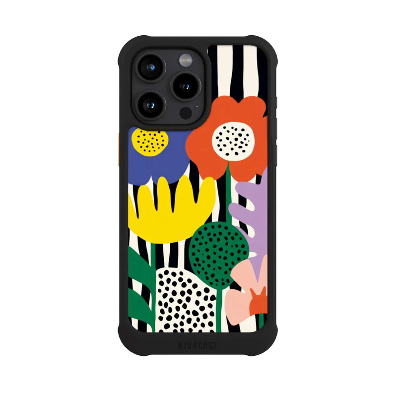 iPhone 15 Pro Max NIVOmax Flowers Striped Background