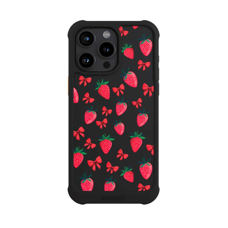 iPhone 15 Pro Max NIVOmax Erdbeer Herz Muster Transparent