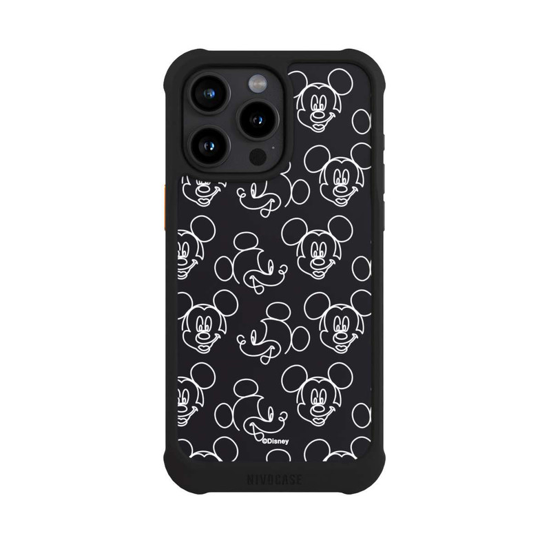 iPhone 15 Pro Max NIVOmax Disney Mickey Faces Black Line Art Pattern