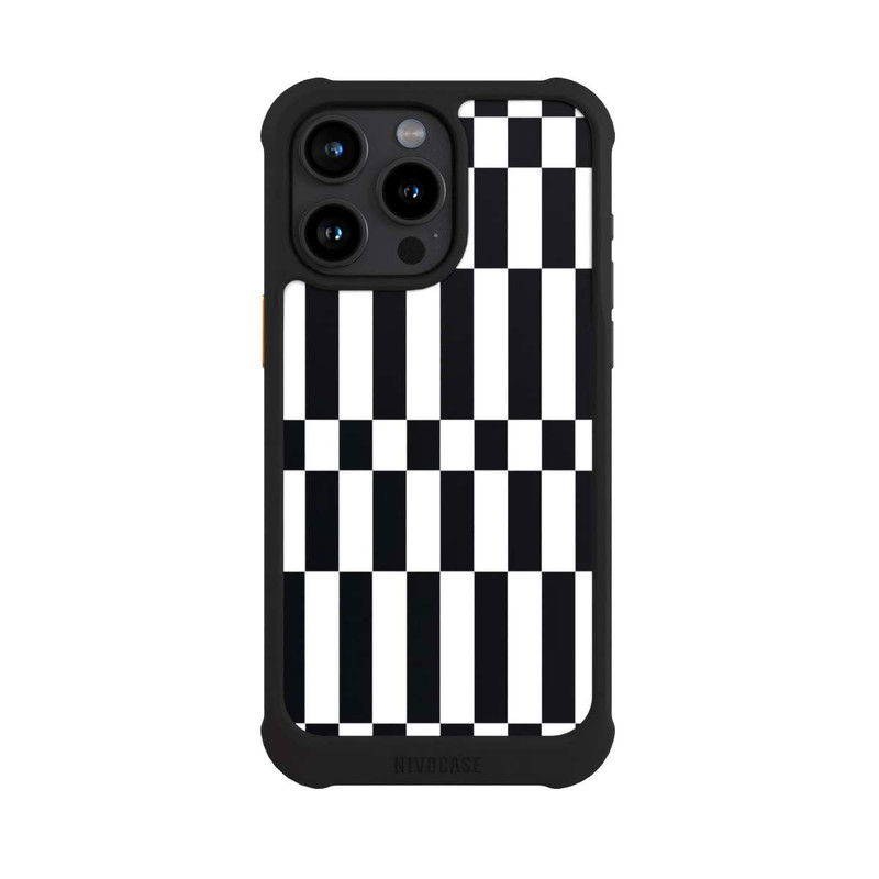 iPhone 15 Pro Max NIVOmax Checked Abstract Bold Black and White Color Block