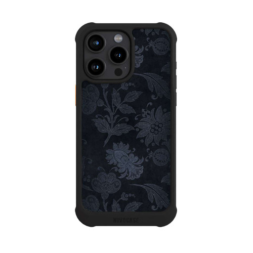 Apple iPhone 15 Pro Max NIVOmax  Silberne Blumen auf Samt
