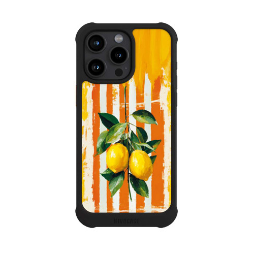 Apple iPhone 15 Pro Max NIVOmax Zitronen auf gestreiftem Hintergrund Sommer mit KI