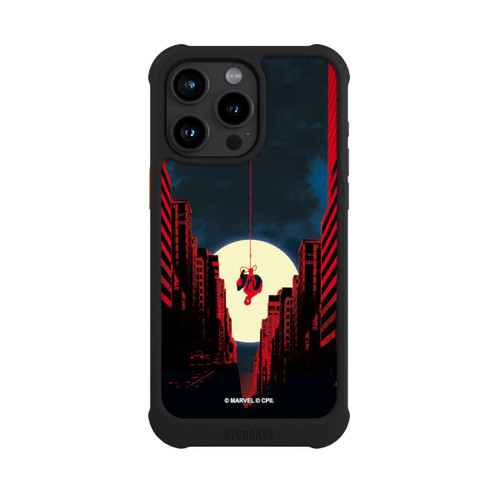 Apple iPhone 15 Pro Max NIVOmax Spider-Man Marvel between Skyscrapers