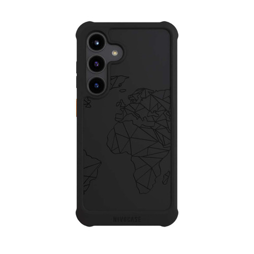 Samsung Galaxy S24 NIVOmax Polygon Weltkarte Schwarz ohne Hintergrund