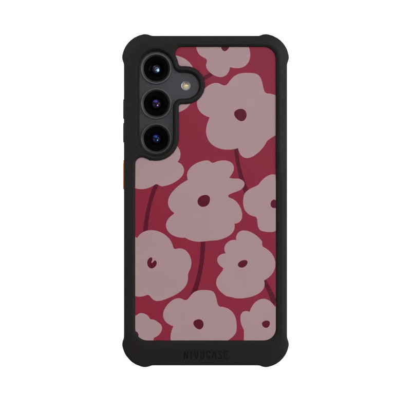 Galaxy S24 NIVOmax Fleurs Minimalistes Bordeaux