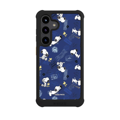 Samsung Galaxy S24 NIVOmax Peanuts Travel Stamps Pattern Blue
