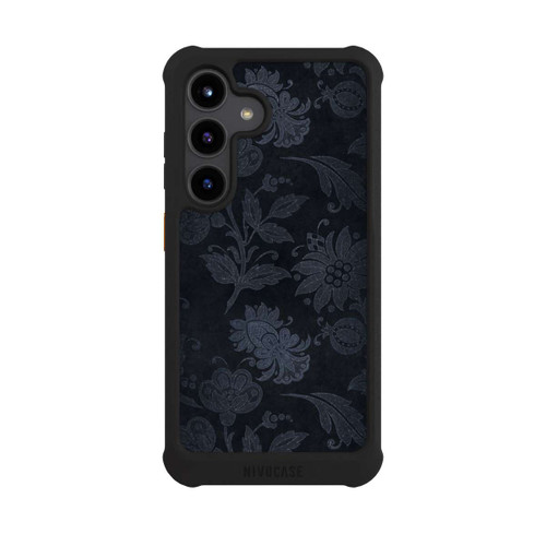 Samsung Galaxy S24 NIVOmax  Silberne Blumen auf Samt