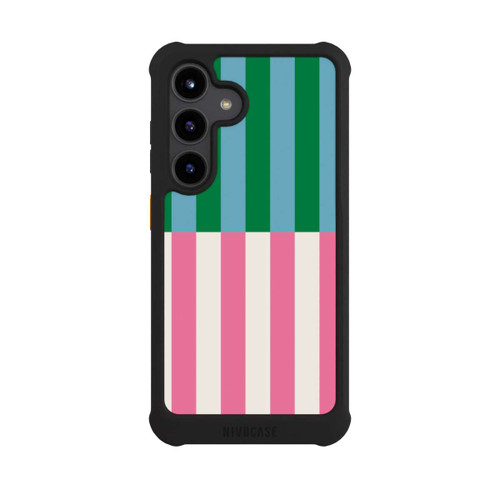 Samsung Galaxy S24 NIVOmax Motif Rayé Vert Rose
