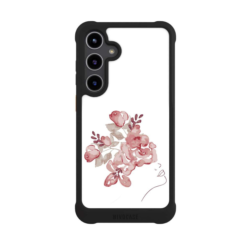 Galaxy S24 + NIVOmax Line Art Gesicht Blumen