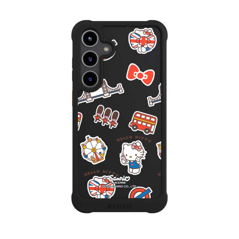 Galaxy S24 + NIVOmax Hello Kitty Badges de Londres transparents