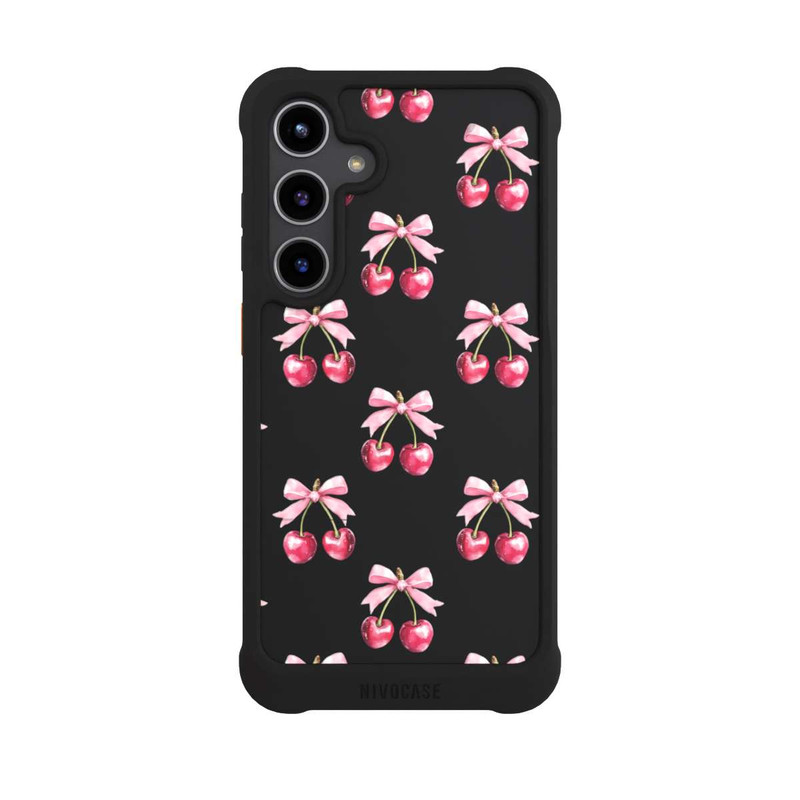 Galaxy S24 + NIVOmax Cherry Bow Pattern Transparent with AI