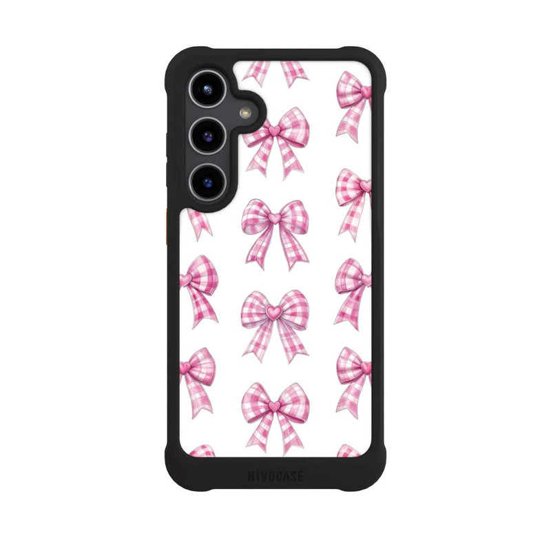 Galaxy S24 + NIVOmax Pink Gingham Hearts and Bows